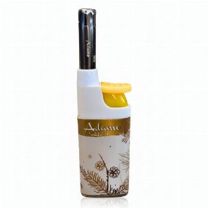 Adamo Mini-Stabfeuerzeug Winteredition – Weiß/Gold (Schneeflocken-Design)