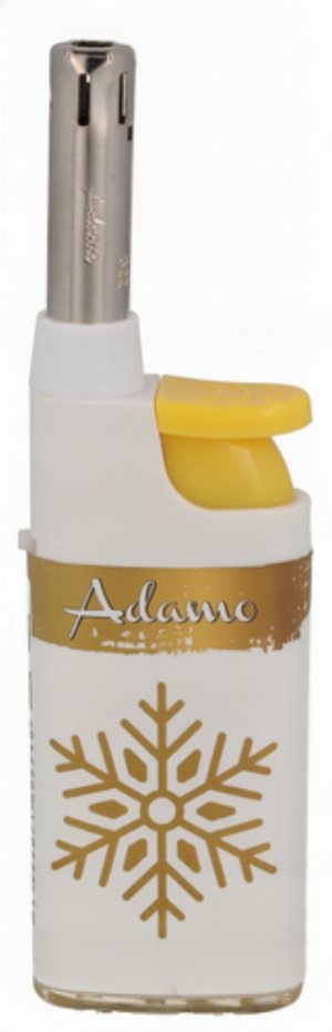 Adamo Mini Stabfeuerzeug – Wintermotiv Schneeflocke, weiß/goldfarben (Weihnachtsserie)