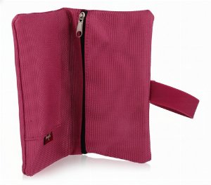 Angelo Nylon-Drehertasche Pink – Feinschnittbeutel mit Reißverschlussfach