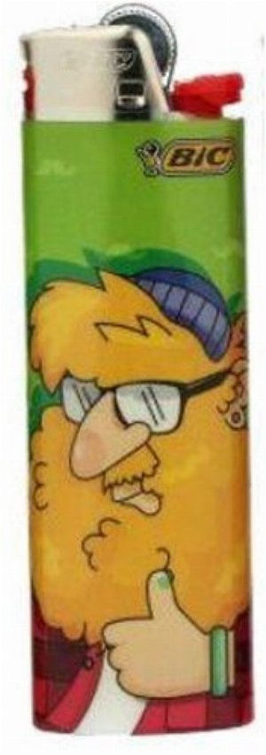 BIC Maxi Einwegfeuerzeug – Hairy-Edition 2v8 (Bärtiger mit Sonnenbrille)