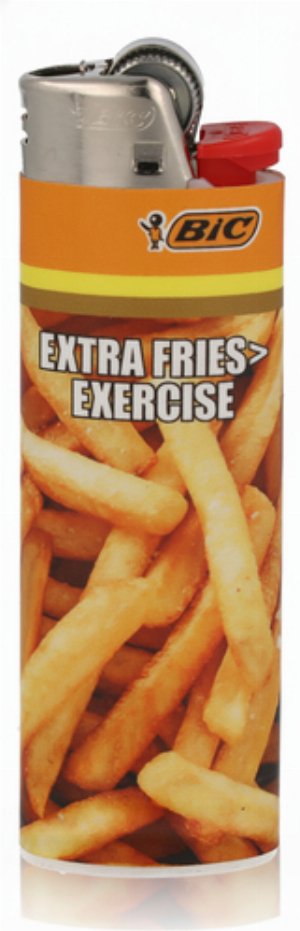 BIC Maxi Feuerzeug – Fast Food Edition „Extra Fries > Exercise