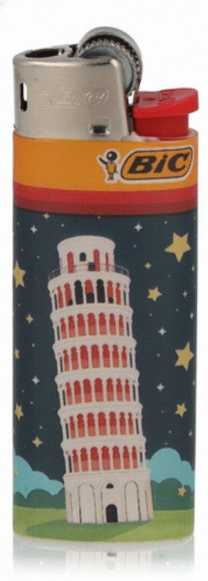 BIC Mini Feuerzeug – Schiefer Turm von Pisa bei Nacht (Cities of the Universe)