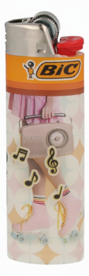 BIC Maxi Feuerzeug – Retro Joy „Radio & Rollschuhe