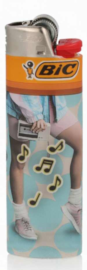 BIC Maxi Einwegfeuerzeug – Retro Joy Musik-Motiv (7v8)