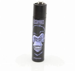 Clipper Gasfeuerzeug – Affen-Serie (1 von 4), Motiv Affengesicht Lila