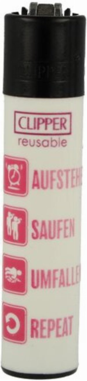 Clipper Feuerzeug – Ballermann-Edition „Aufstehen Saufen Umfallen Repeat