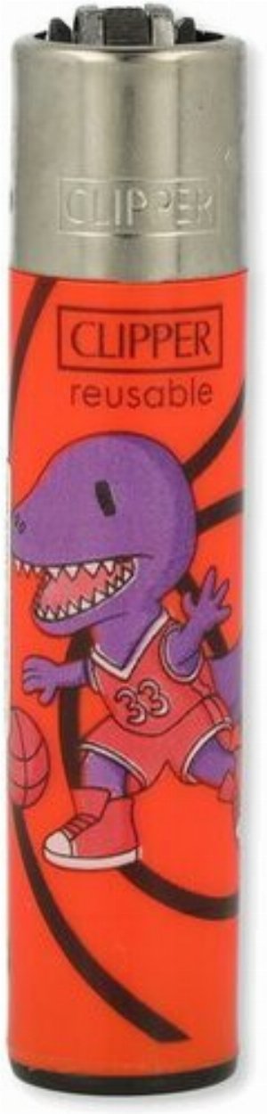 Clipper Dino Sports Gasfeuerzeug – Motiv Basketball-Dino (Nr. 1/4)