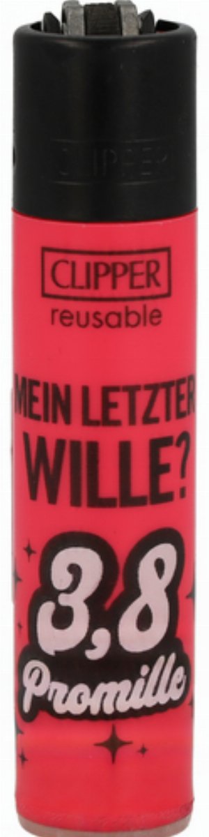 Clipper Feuerzeug „Mein letzter Wille? 3,8 Promille