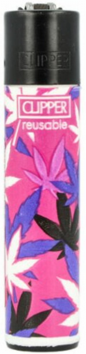Clipper Nachfüllfeuerzeug – Pink Leaves Collection, Hanfblatt-Motiv (Nr. 3/4)