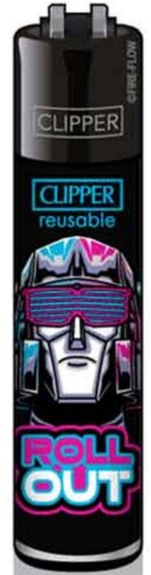 Clipper Retro Wave Gasfeuerzeug – Roboter-Motiv (4v4)