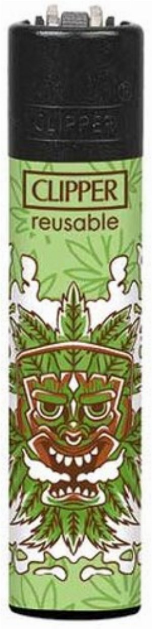 Clipper Gasfeuerzeug „Tiki Mask – Hanfblatt-Maske