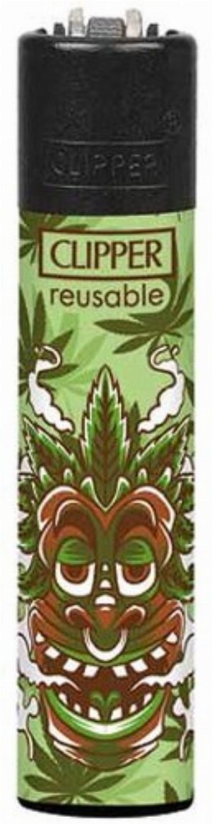 Clipper Tiki Mask Hanfblatt-Design – Nachfüllbares Gasfeuerzeug (2 von 4)