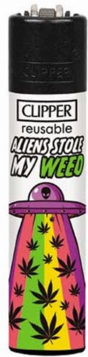 Clipper Gasfeuerzeug – „Aliens stole my Weed