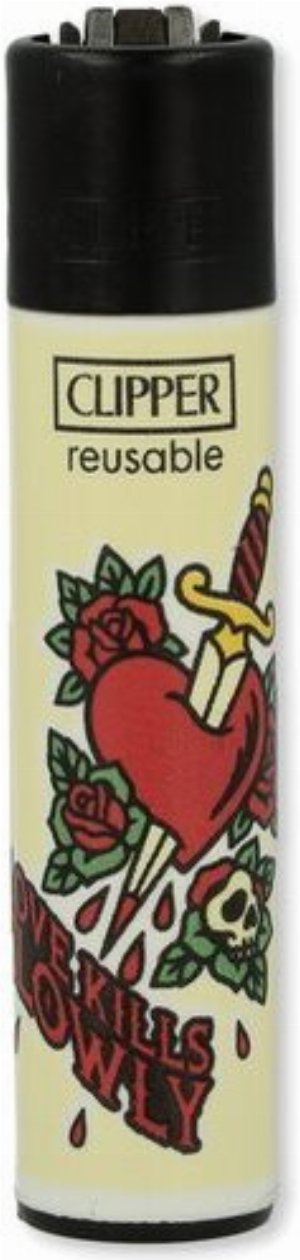 Clipper Gasfeuerzeug – New School Skulls „Love Kills Slowly