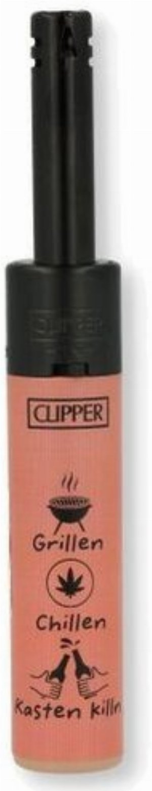 Clipper Stabfeuerzeug „Grillen Chillen Kasten killen