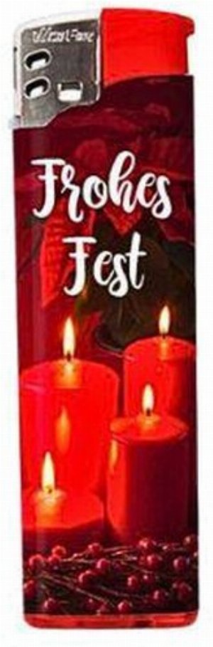 Gasfeuerzeug Weihnachtskerzen-Motiv Rot – Festliche Christmas-Edition