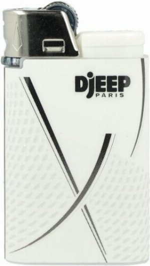Djeep Paris World X White Gasfeuerzeug – Streifen-Design in Dunkelgrau/Weiß (Nr. 2)