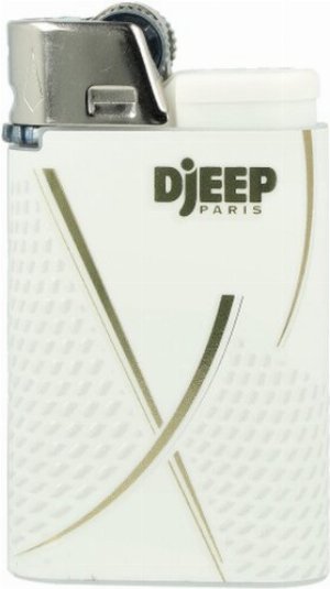 Djeep Paris World X White Gasfeuerzeug – Design Nr. 4 in Weiß & Gold