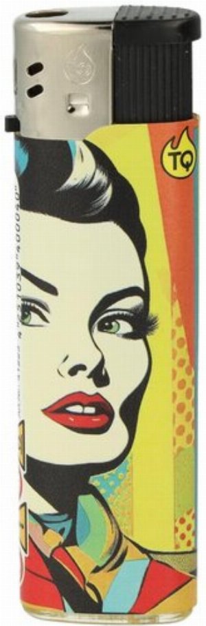 Tobaliq Pop Art Woman Gasfeuerzeug – Motiv „Rote Lippen