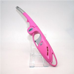 Stabfeuerzeug mit Turbo-Jetflamme – Pink/Silber, faltbar