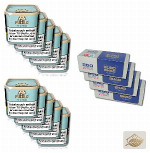 Pueblo Blue Virginia-Tabak Set mit Euro Shag Hülsen
