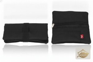 Angelo Nylon-Drehertasche Schwarz – Feinschnittbeutel mit Zubehörfächern