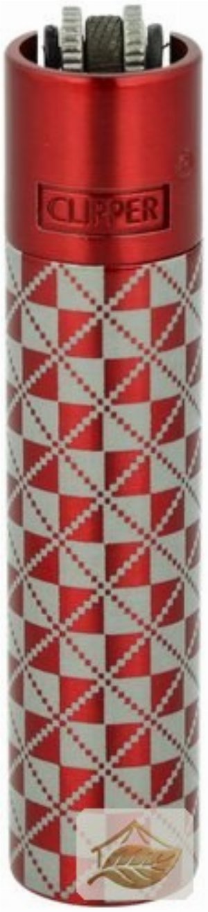 Clipper Metall British, Karo-Design in Rot