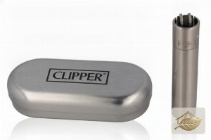Clipper Metallfeuerzeug Silber-Matt im Etui