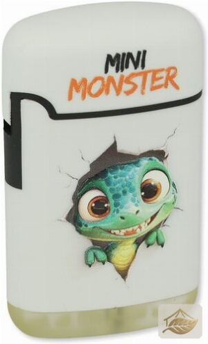 Easy Torch Mini Monster Feuerzeug, Weiß mit Dino-Print