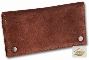 Weiche Wildleder-Tabaktasche in Braun mit Zippfächern