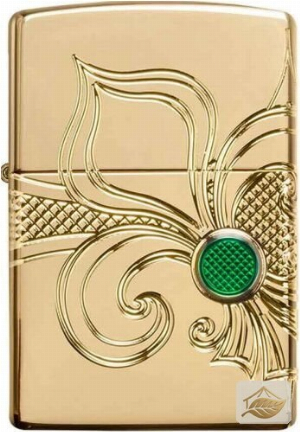 Zippo Armor Case Feuerzeug Fleur de Lis, Messing hochglanzpoliert