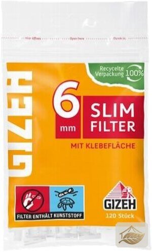 Gizeh Slim Eindrehfilter 6 mm mit Klebefläche