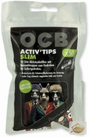 OCB Activ Tips Slim 7mm Aktivkohle, Lama-und-Schafe-Edition