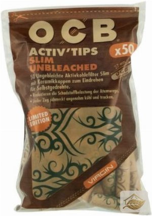 OCB Activ Tips Slim Unbleached Aktivkohlefilter 7 mm