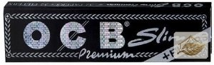 OCB Black Premium Long Slim Papers plus Filter Tips