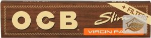 OCB Unbleached Slim Virgin Papers mit Tips