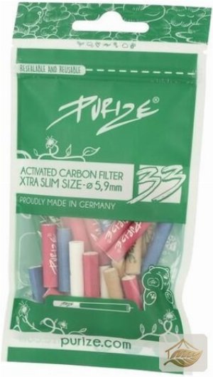 Purize Aktivkohlefilter Xtra Slim 5,9 mm Bunt 33er
