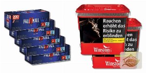 Winston Rot Titan Volumentabak mit Pall Mall Xtra Hülsen