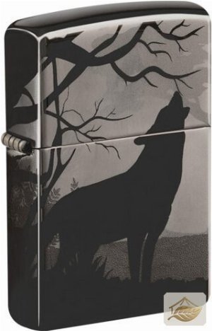 Zippo Black Ice Wolf, Ebenholz-Optik