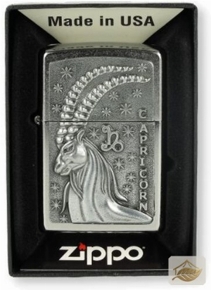 Zippo Street Chrome Feuerzeug, Sternzeichen Steinbock (Capricorn)