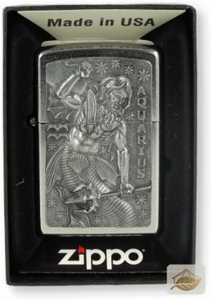 Zippo Street Chrome Feuerzeug, Wassermann-Motiv (Aquarius)