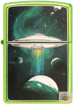 Zippo Ufo-Feuerzeug, Weltall-Motiv in Grün