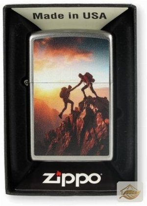 Zippo Bergsteiger-Feuerzeug, Chrom Satiniert mit Farbmotiv