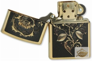 Zippo Feuerzeug Goldene Rose, poliertes Messing