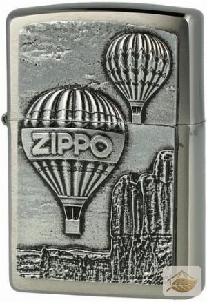 Zippo Heißluftballon-Feuerzeug mit Plakette, Chrom