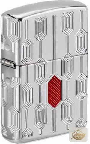 Zippo Armor Case Stylish Pattern, Chrom mit Rot