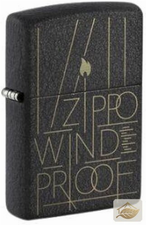 Zippo Black Crackle Feuerzeug mit gelaserter Line Art