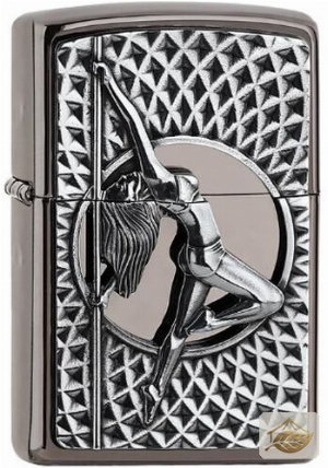 Zippo Black Ice Feuerzeug, Plakette Tänzerin