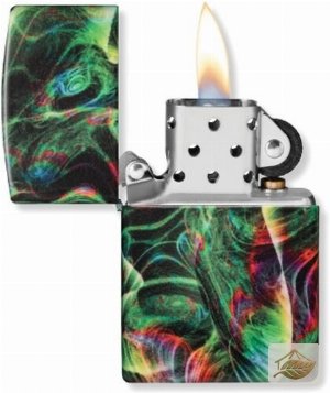 Zippo Psychedelic Swirl, Glow-Motiv in Schwarz und Bunt
