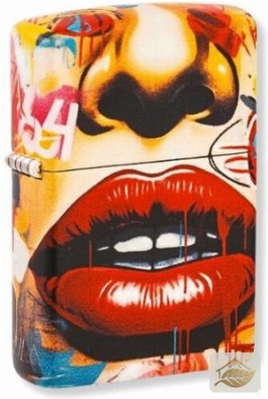 Zippo Sturmfeuerzeug Street Art Face, buntes Graffiti-Gesicht